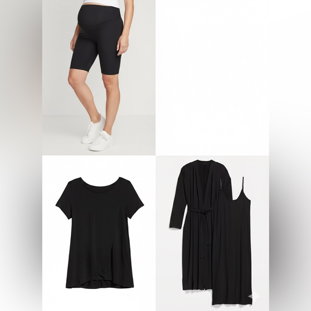 LOT - OLD NAVY Maternity XS: Nightgown Robe Nursing Tee Bike Shorts